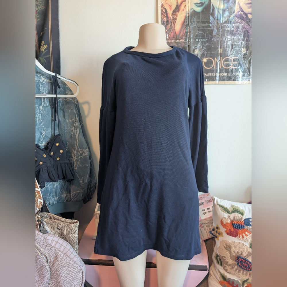 Zara Trafaluc Navy Long Sleeve Dress Size Medium